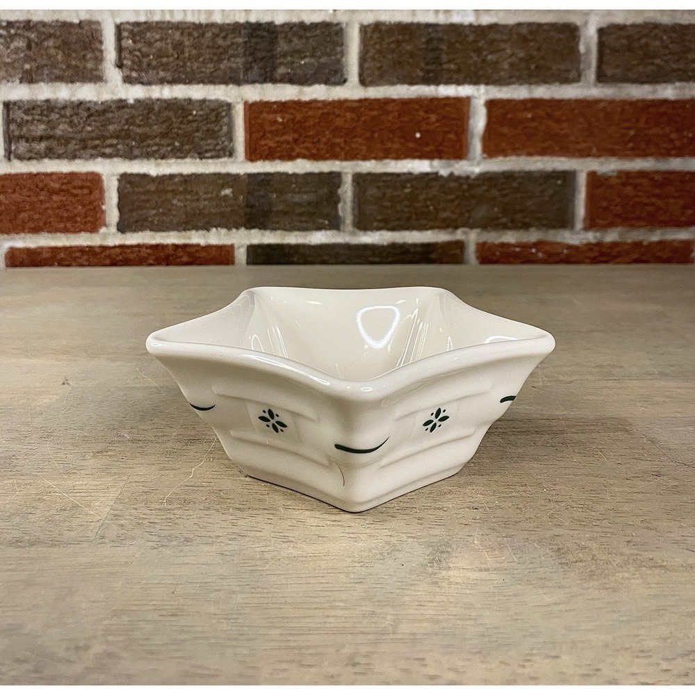 Longaberger Pottery Woven Traditions Classic Green Small Star Dish USA‎